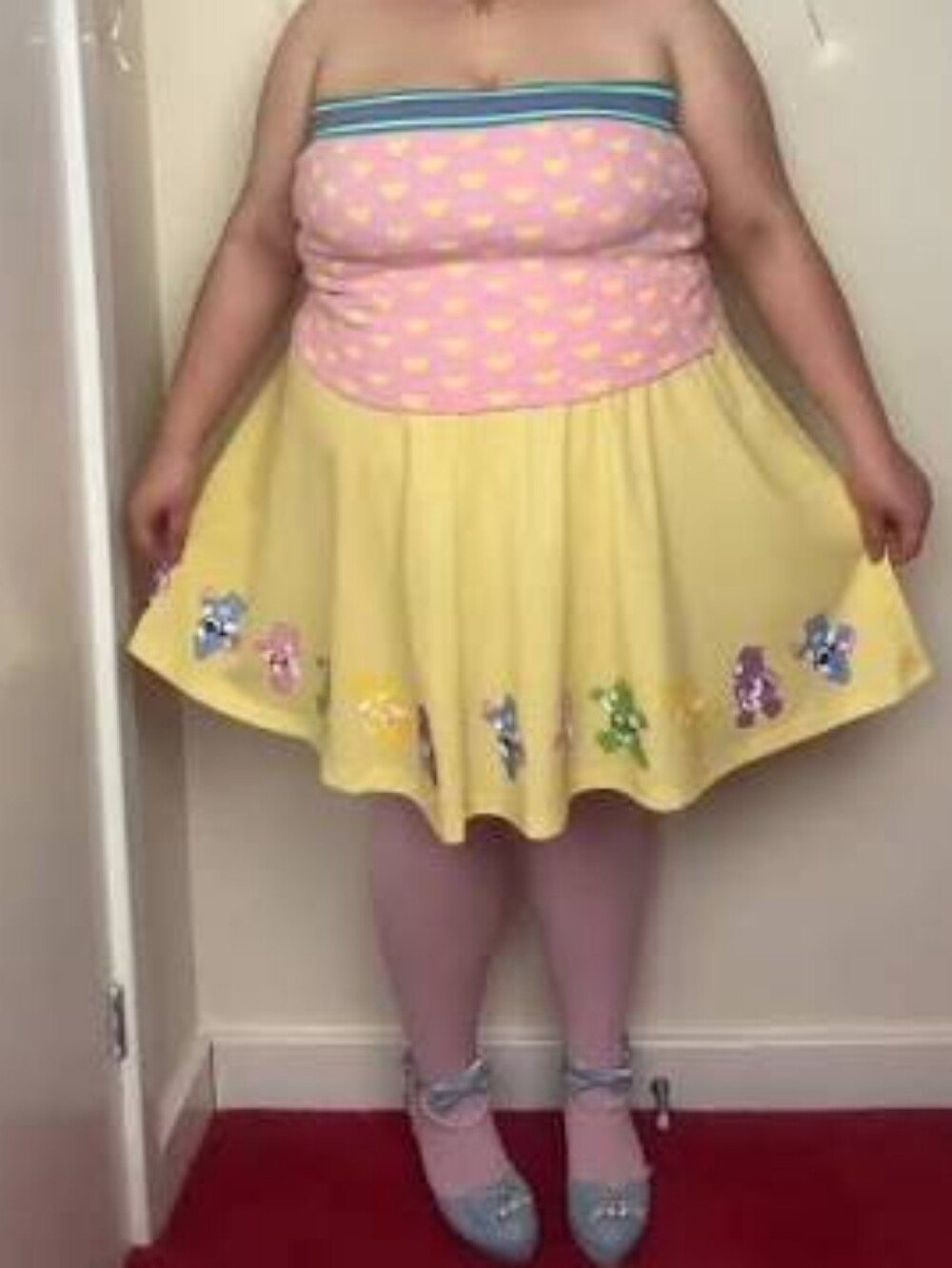 SHEIN Curve x Care Bears Yellow Short Pleated Full Skirt Sz 3XL NWT